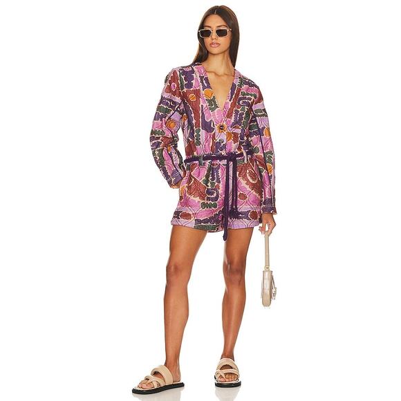 NWT FREE PEOPLE Atlas Quilted One-Piece Romper $228 MEDIUM Berry Combo - Picture 4 of 7